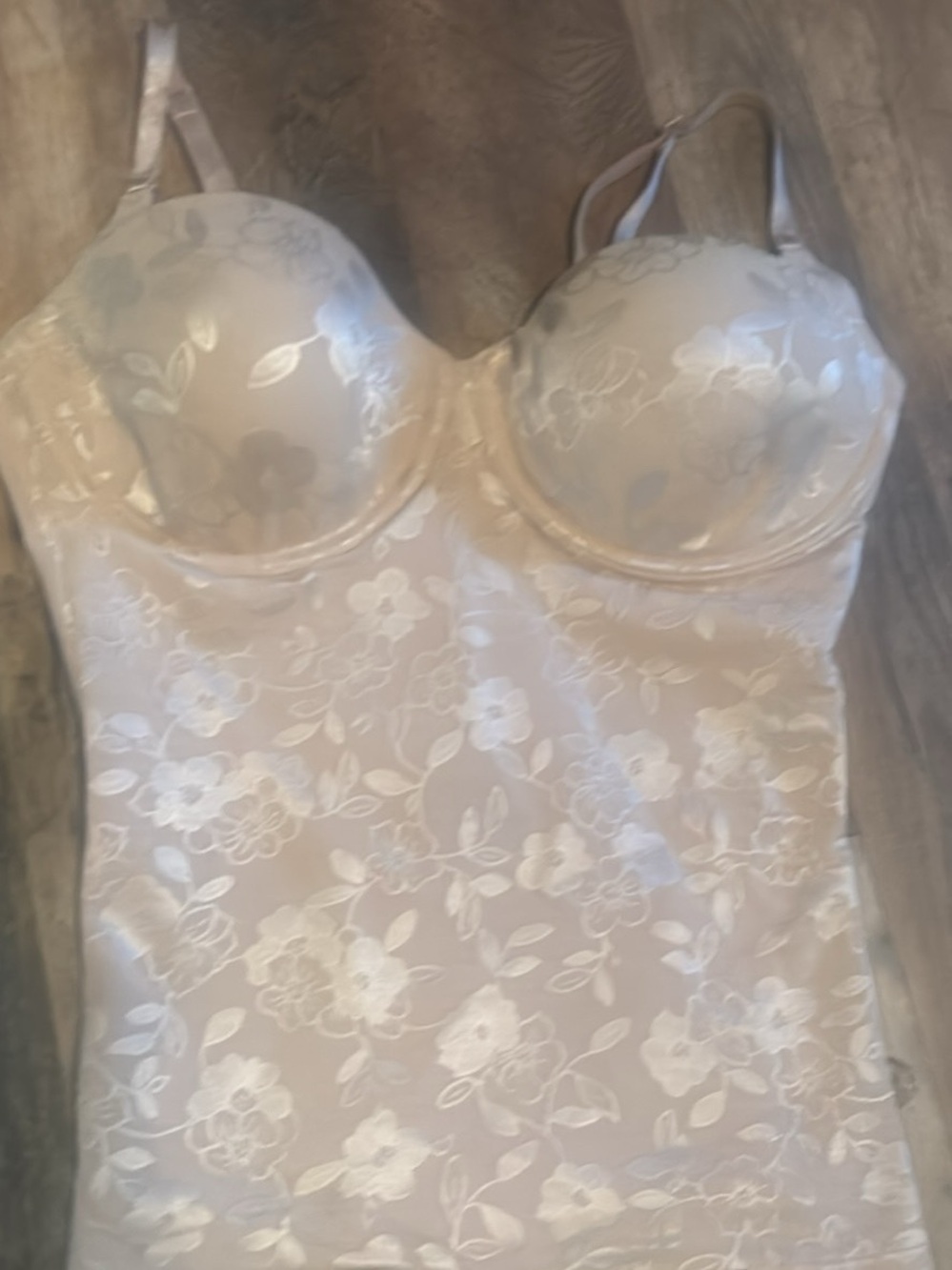Bali Cream Floral Lace Longline Shaping Slip top bra